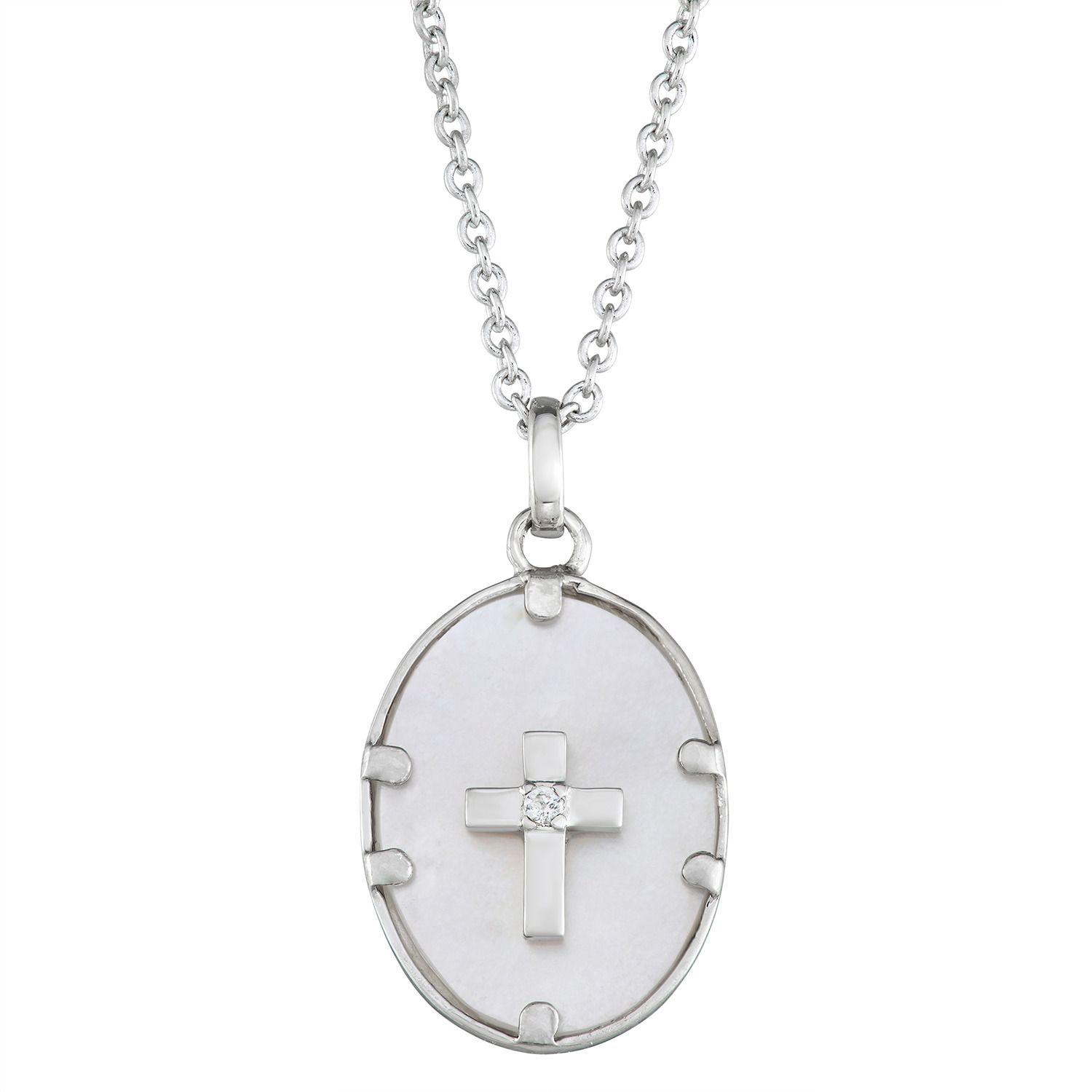 Image for Harper Stone Silver Plated Cross Cubic Zirconia Pendant at Kohl's.