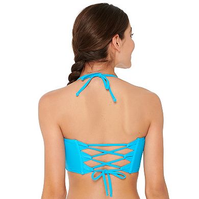 Mix and Match Tropical Lace-Up Back Bandeau Top
