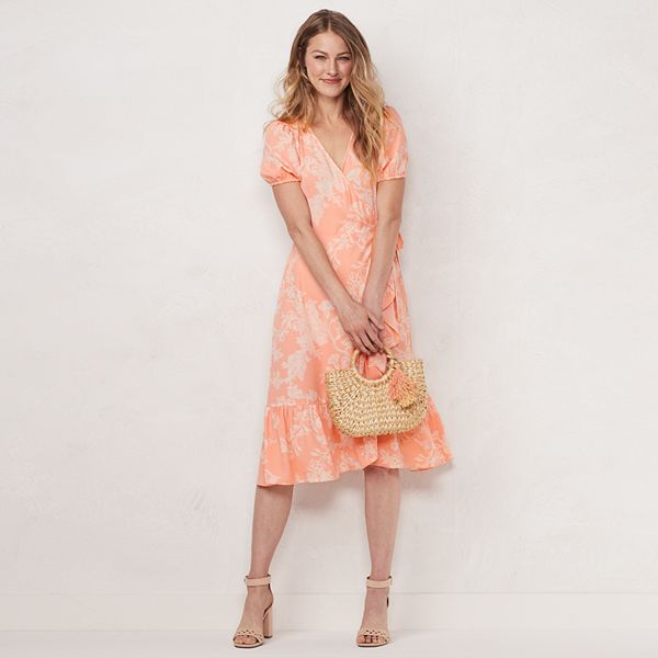 Women's LC Lauren Conrad Puff Sleeve Midi Wrap Dress