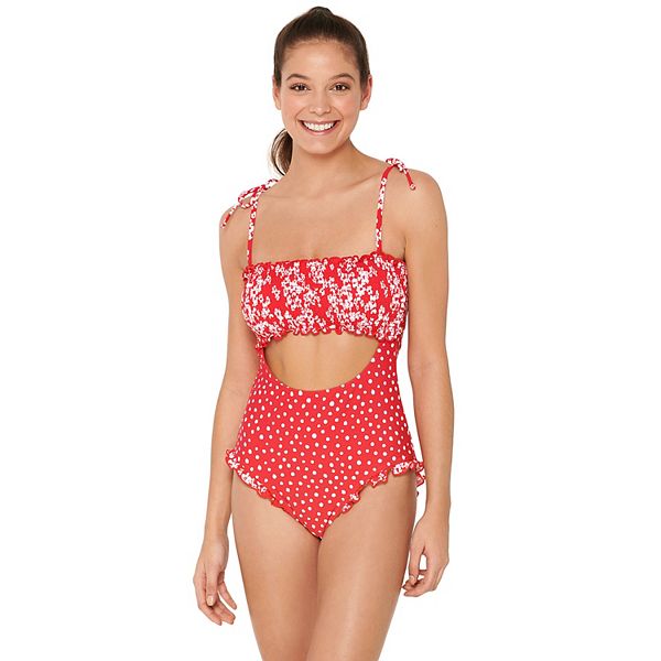 Smocked Cutout One Piece Swimsuit