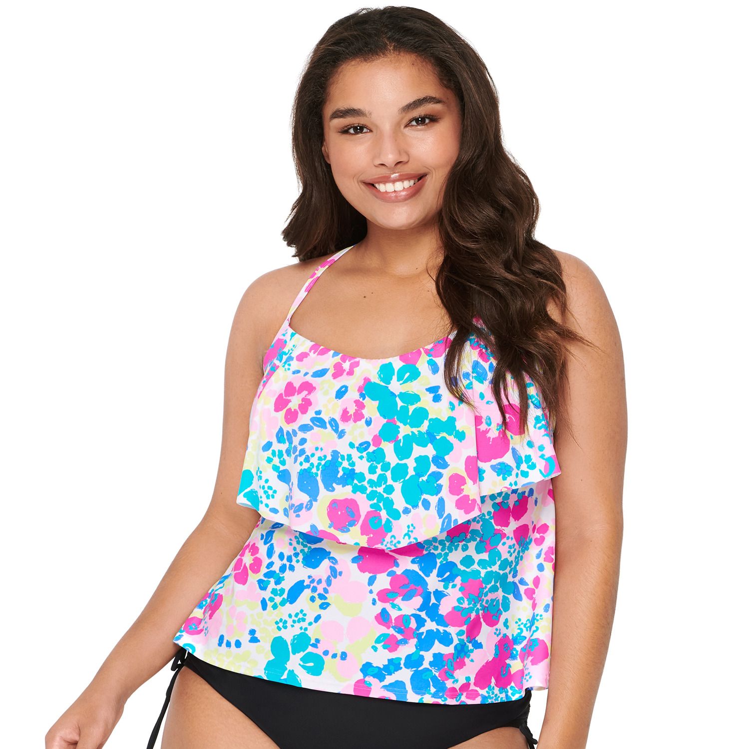 plus size ruffle swim top