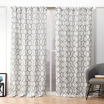 Nicole Miller New York 2-pack Hexa Geometric Print Hidden Tab Top Window Curtains