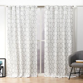 Nicole Miller New York 2-pack Hexa Geometric Print Hidden Tab Top Window Curtains