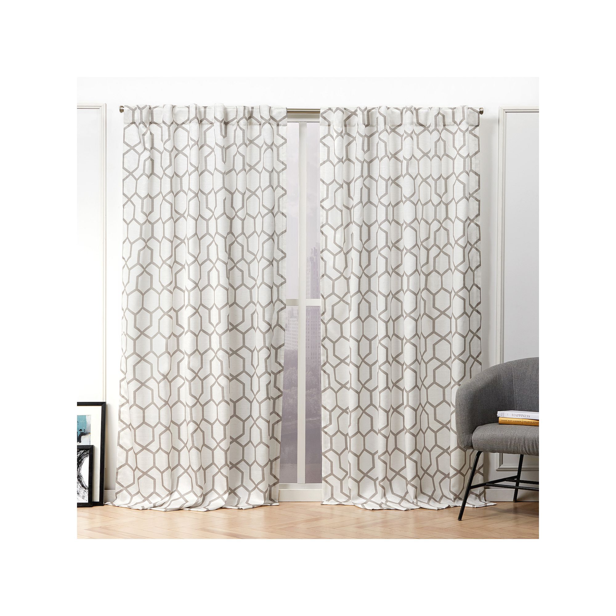 Nicole Miller New York 2-pack Hexa Geometric Print Hidden Tab Top Window Cu