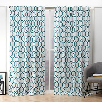 Nicole Miller New York 2-pack Hexa Geometric Print Hidden Tab Top Window Curtains