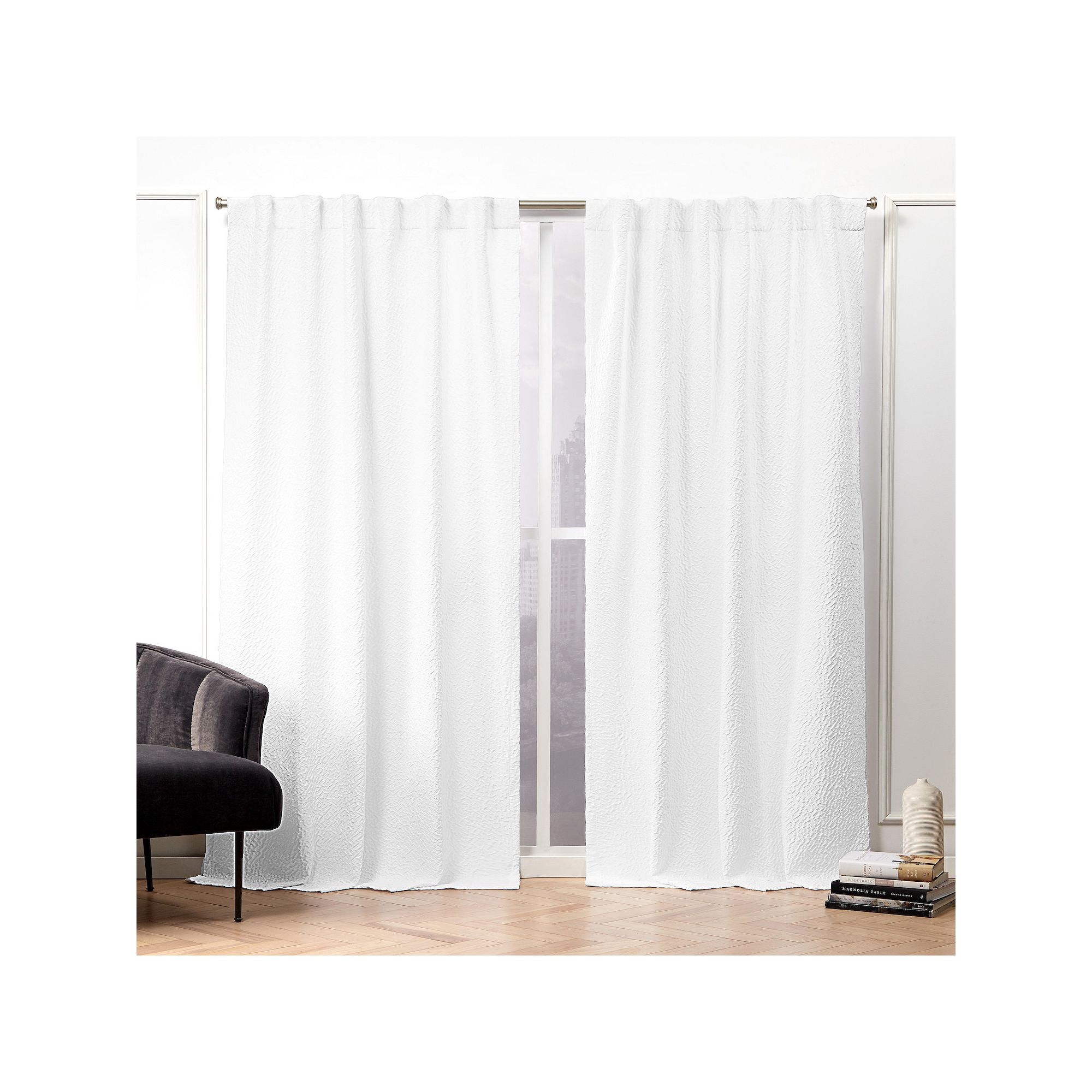 Nicole Miller New York 2-pack Textured Matelasse Hidden Tab Top Window Curt