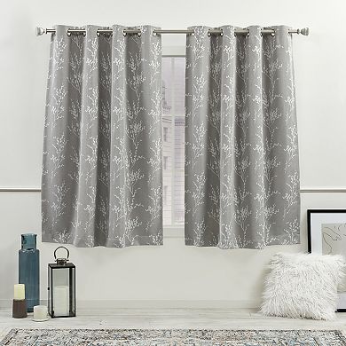 Nicole Miller 2-pack Turion Floral Blackout Grommet Top Window Curtains