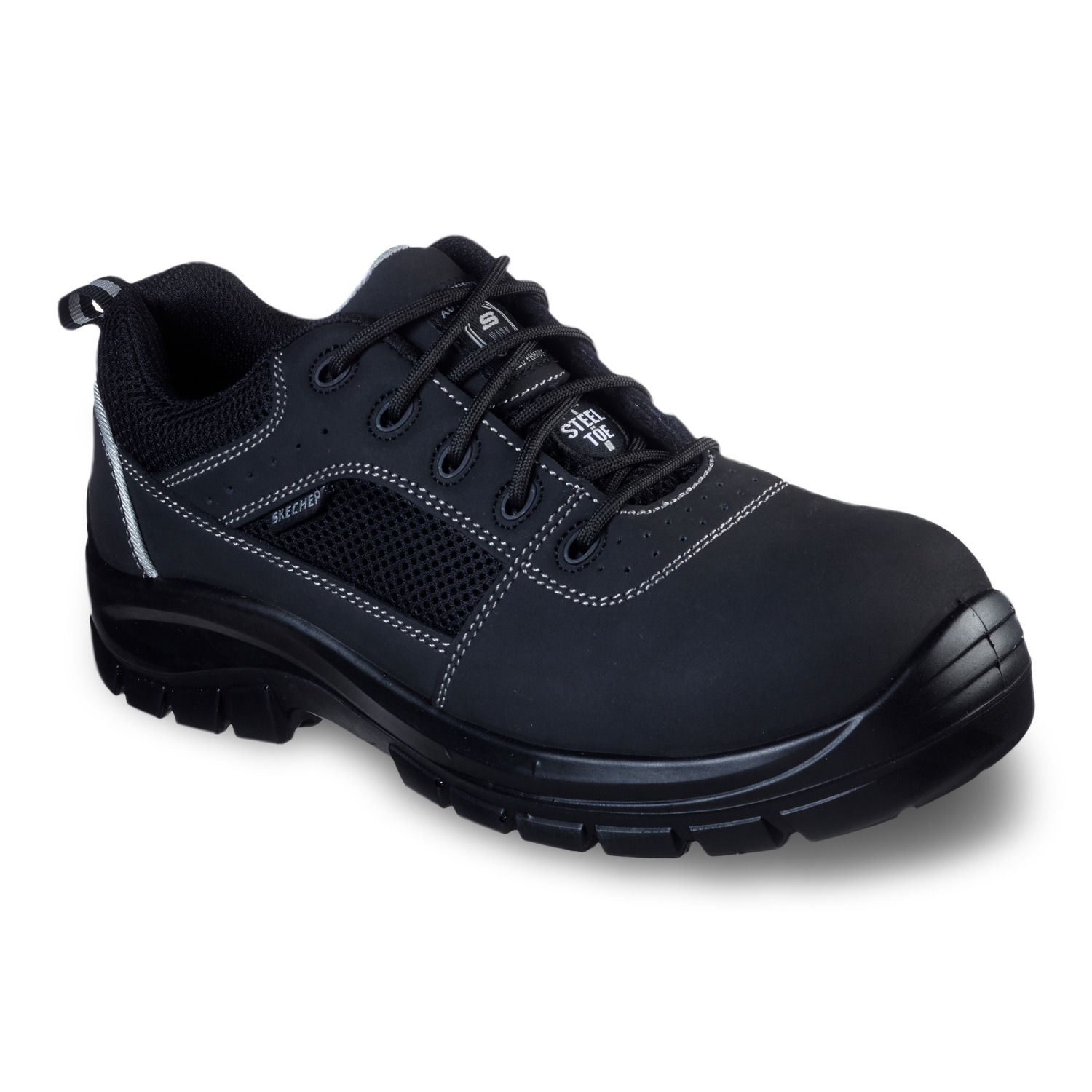 skechers black steel toe