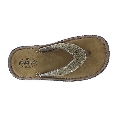 Men s Woodstock Memory Foam Frayed Thong Flip Flops