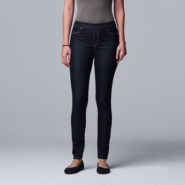 Simply Vera Wang Womens Mid Rise Skinny Jeans Denim Stretch Dark Maroo –  Goodfair