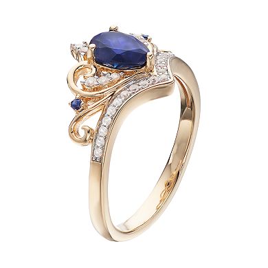14k Gold Over Silver Lab-Created Sapphire Crown Ring
