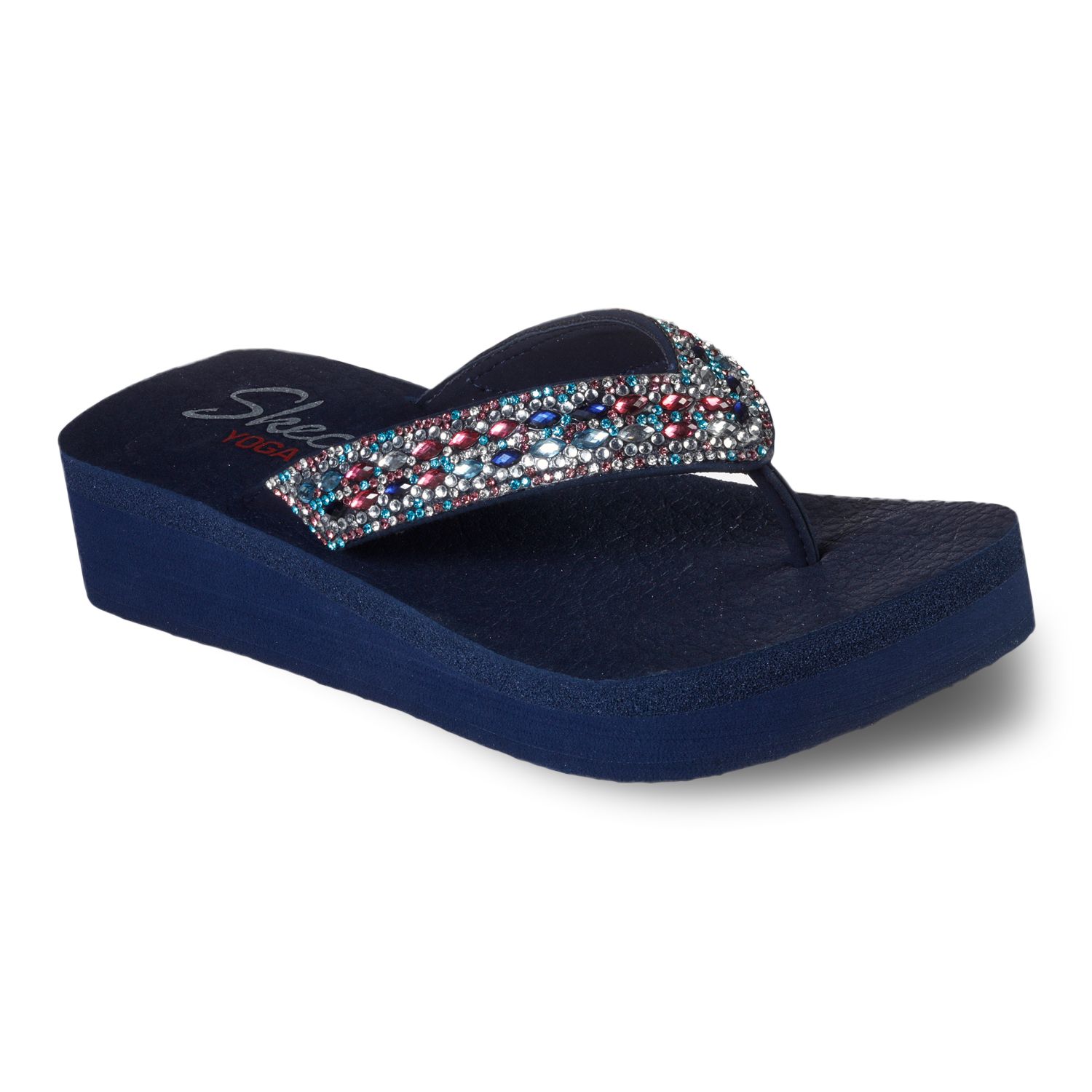 skechers navy flip flops