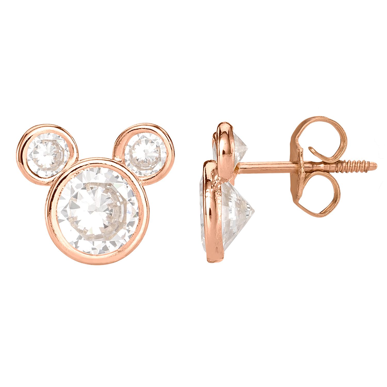 Image for Disney 's Mickey Mouse 10k Rose Gold Cubic Zirconia Stud Earrings at Kohl's.