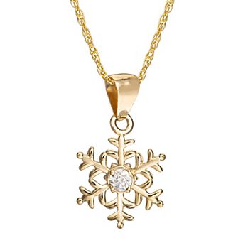 Disney's Frozen 10k Gold Two-Tone Snowflake Pendant Necklace