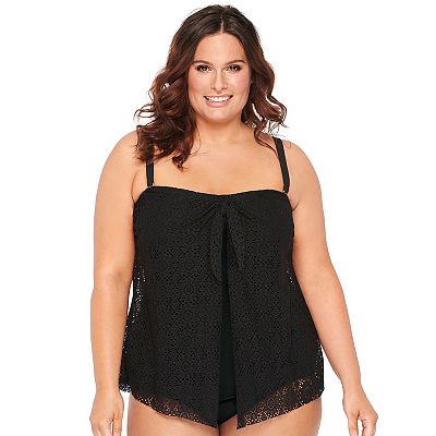 Plus Size Croft Barrow Tie Front Bandeau Tankini Top