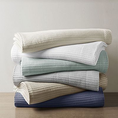 Madison Park Waffle Weave Lightweight Breathable Cotton Bed Blanket