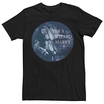 Men's Harry Potter Prisoner of Azkaban Hagrid Yer A Wizard Harry Circle Portrait Graphic Tee