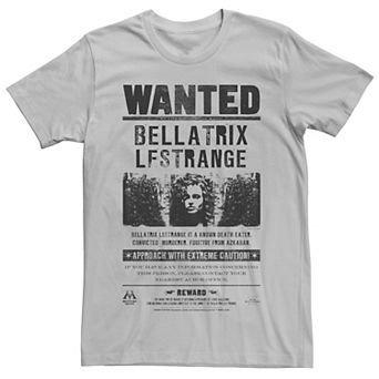 Men's Harry Potter Bellatrix Lestrange Wanted Newspaper Graphic Tee