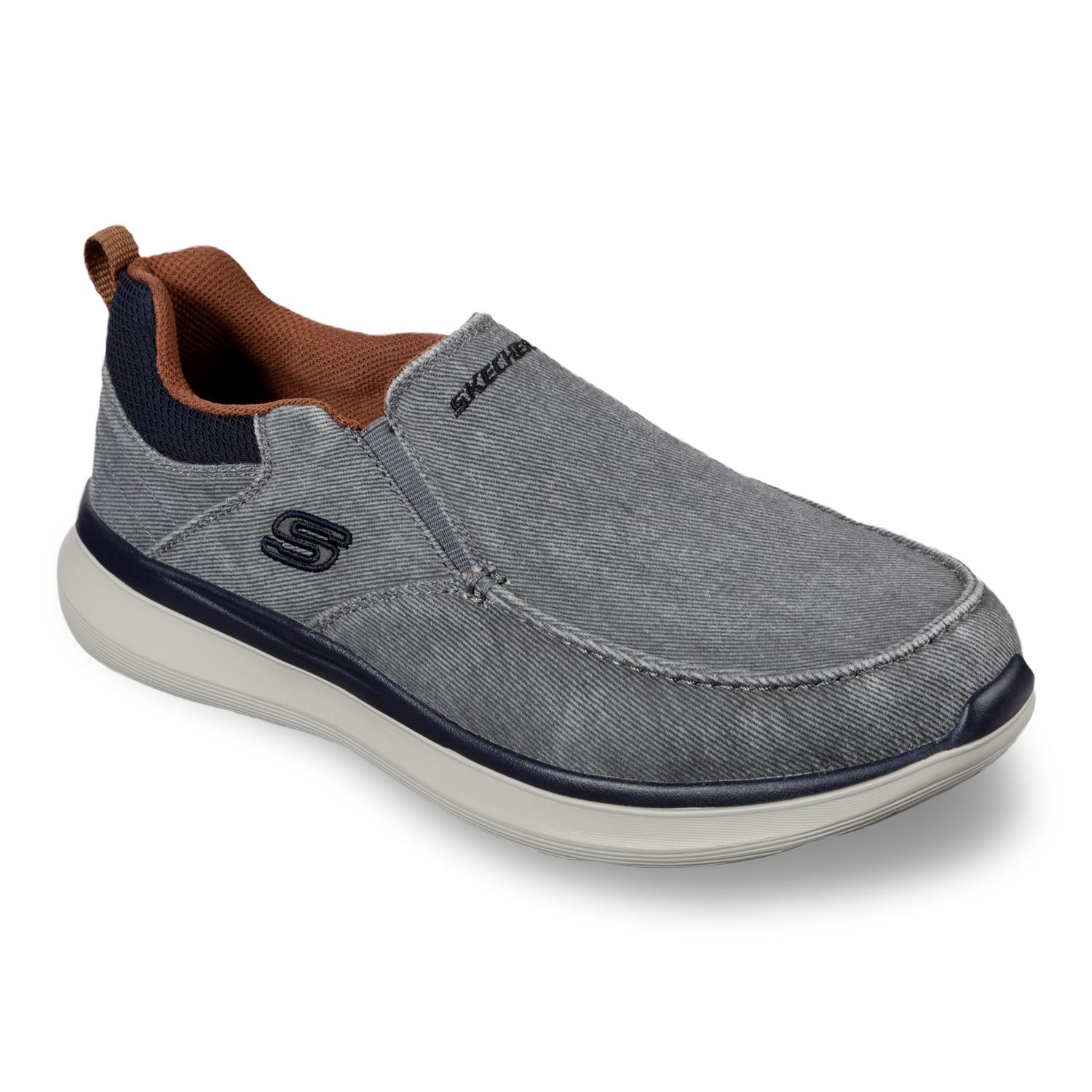 mens grey slip on skechers