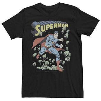 Men's DC Comics Superman With Rocks Vintage Poster Graphic Tee
