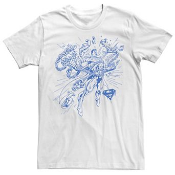 Men's DC Comics Superman Break Chains Outlined Comic Poster Graphic Tee