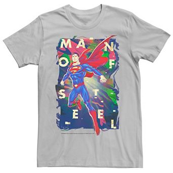 Men's DC Comics Superman Man Of Steel Bold Glitch Poster Graphic Tee