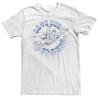 Men's DC Comics Superman Save Our Planet Circle Text Poster Graphic Tee