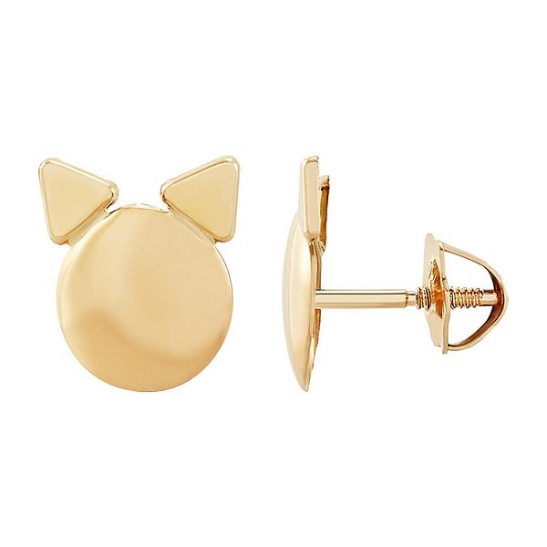 Details about   14K Yellow Gold Madi K Children's 7 MM Cat Post Stud Earrings MSRP $115 