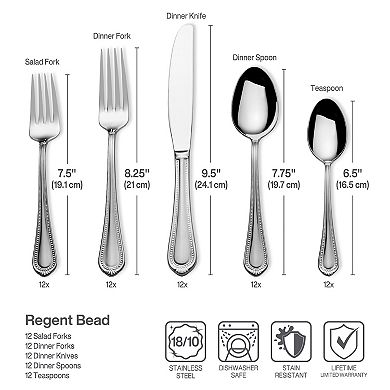 Mikasa Regent Bead 65-pc. Flatware Set