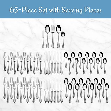 Mikasa Regent Bead 65-pc. Flatware Set