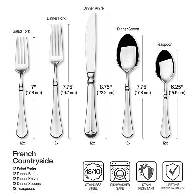 Mikasa French Countryside Stainless Steel 45-pc. Flatware Set