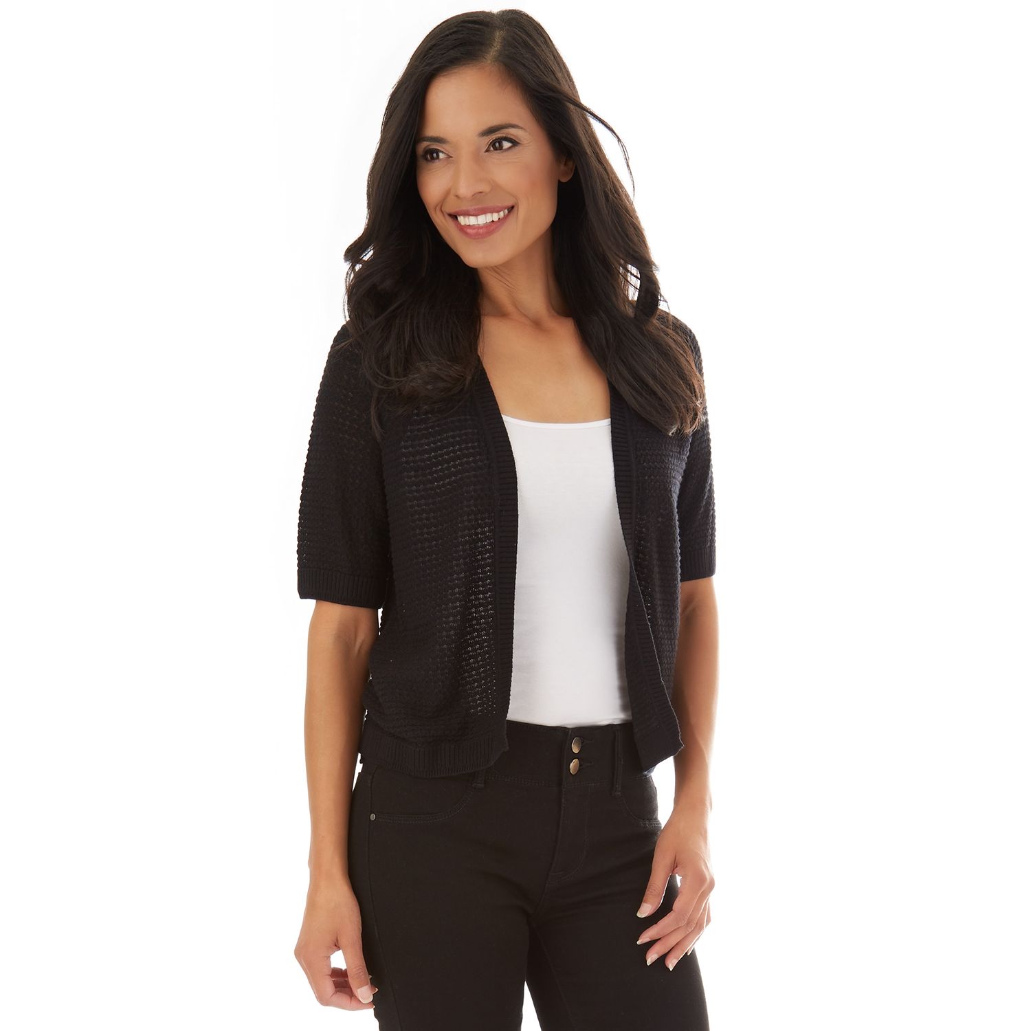 black short cardigan women's