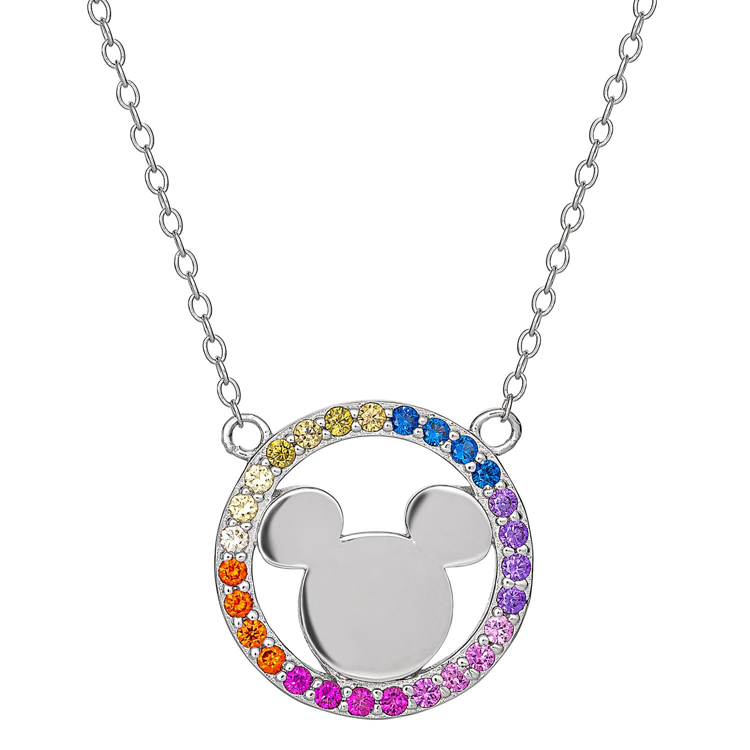 Image for Disney 's Mickey Mouse Sterling Silver Rainbow Cubic Zirconia Necklace at Kohl's.