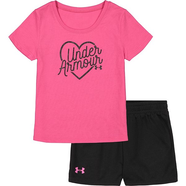 Toddler Girl Under Armour Heart Outline Logo Tee And Short Set