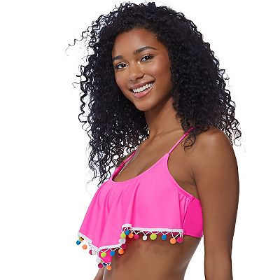 Juniors SO Handkerchief Flounce Hem Bikini Top