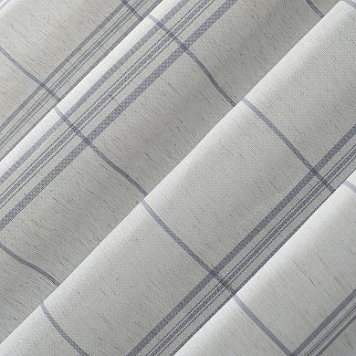 No 918 Castille Farmhouse Plaid Linen Semi-Sheer Rod Pocket Curtain Panel