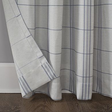 No 918 Castille Farmhouse Plaid Linen Semi-Sheer Rod Pocket Curtain Panel