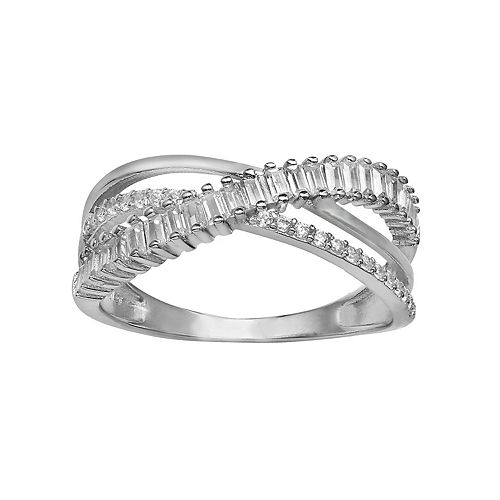 PRIMROSE Sterling Silver Cubic Zirconia Interlocking Ring