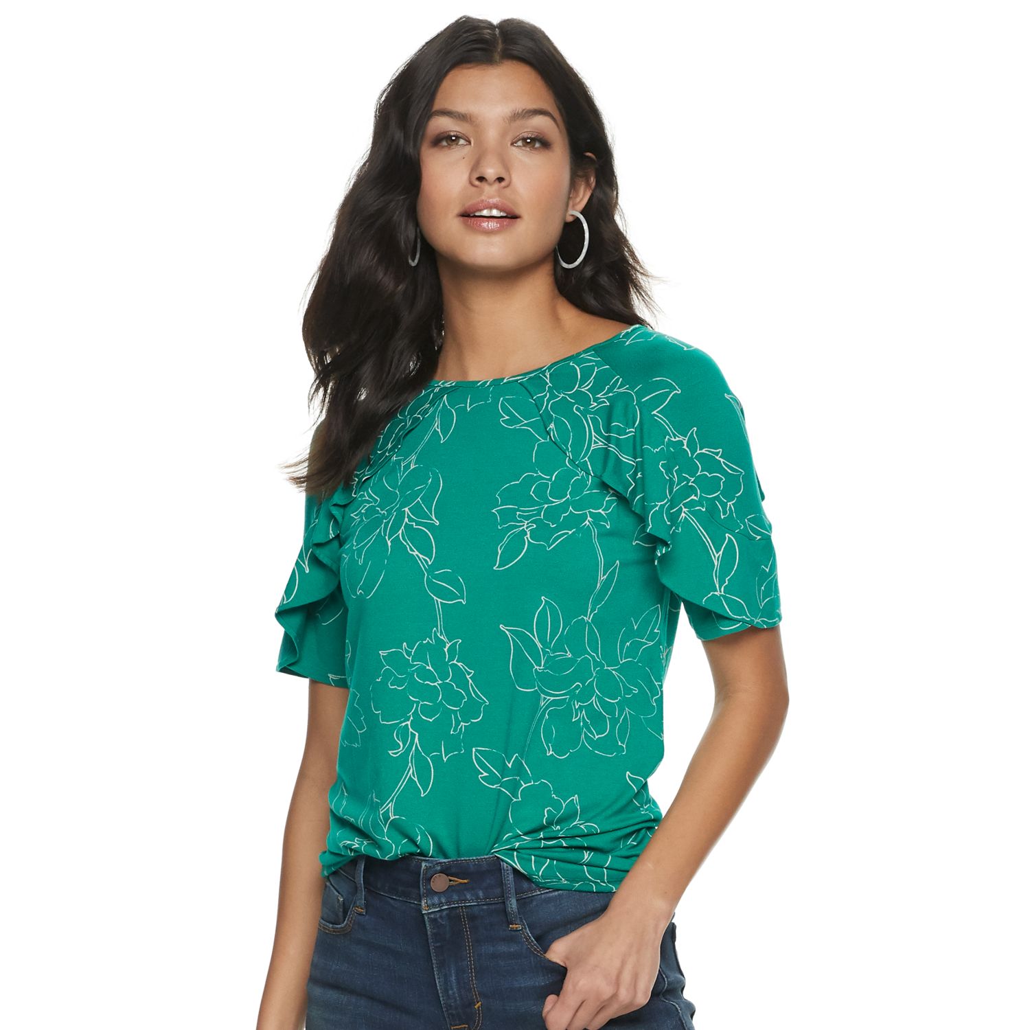 women's ruffle sleeve tops