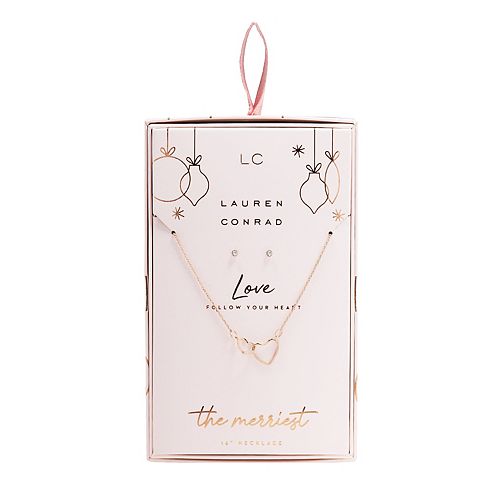 LC Lauren Conrad Interlocked Hearts Necklace & Earrings Set