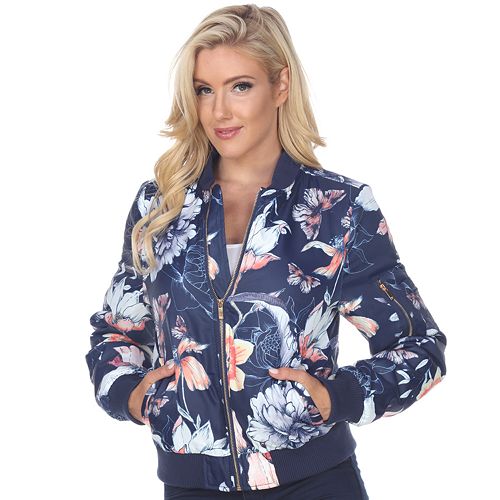 Women's White Mark Floral Bomber Jacket