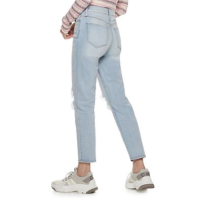 Juniors' SO® High Rise Distressed Mom Jean
