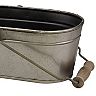 Small Oval Antique Silver Metal Bucket with Wooden Handle