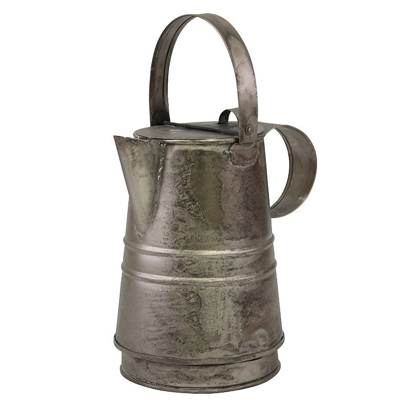 Decorative Antique Silver Metal Drinking Pitcher with Handle and Lid, Multi