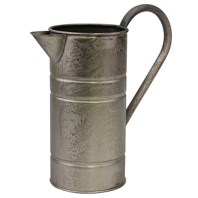Decorative Vintage Silver Metal Drinking Pitcher with Handle, Multicolor