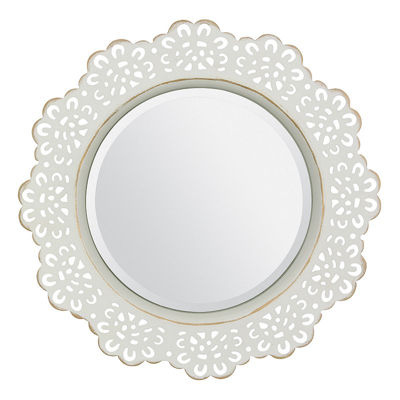 Lace Design Wall Mirror, White