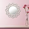 Decorative Round Ivory White Cutout Ceramic Wall Hanging Mirror