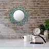 Decorative Round Turquoise Cutout Ceramic Wall Hanging Mirror