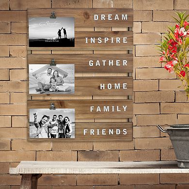 Inspirational Wood Collage Picture Frame with Rustic Metal Clips