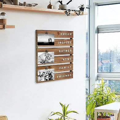 Inspirational Wood Collage Picture Frame with Rustic Metal Clips